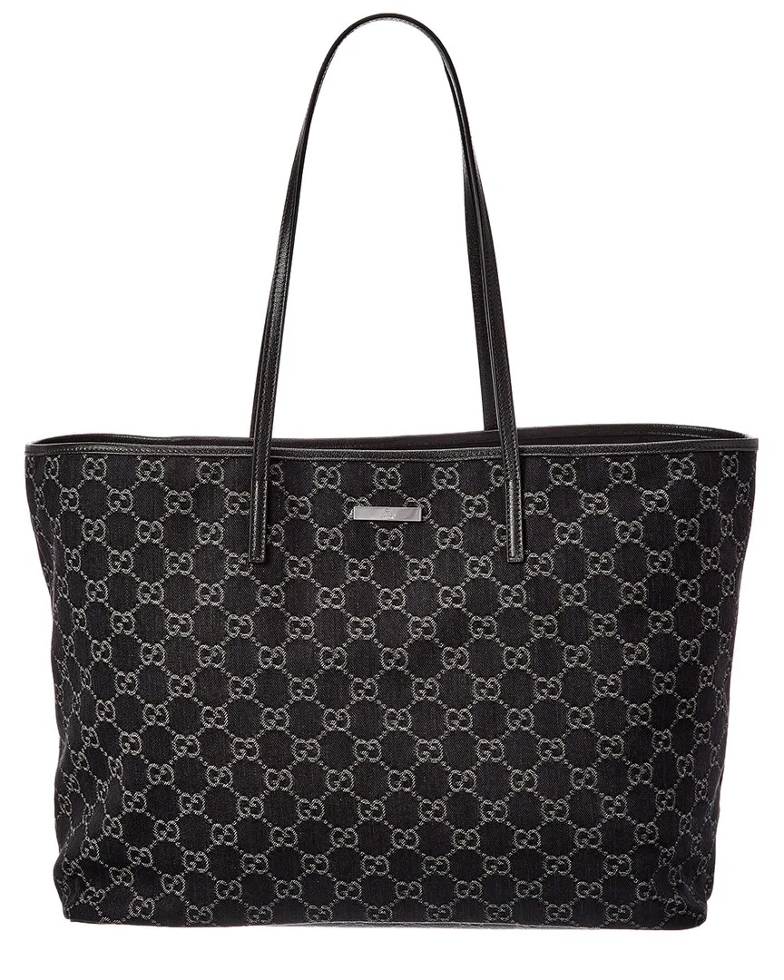 Tribeca Large Gg Denim & Leather Tote by Gucci