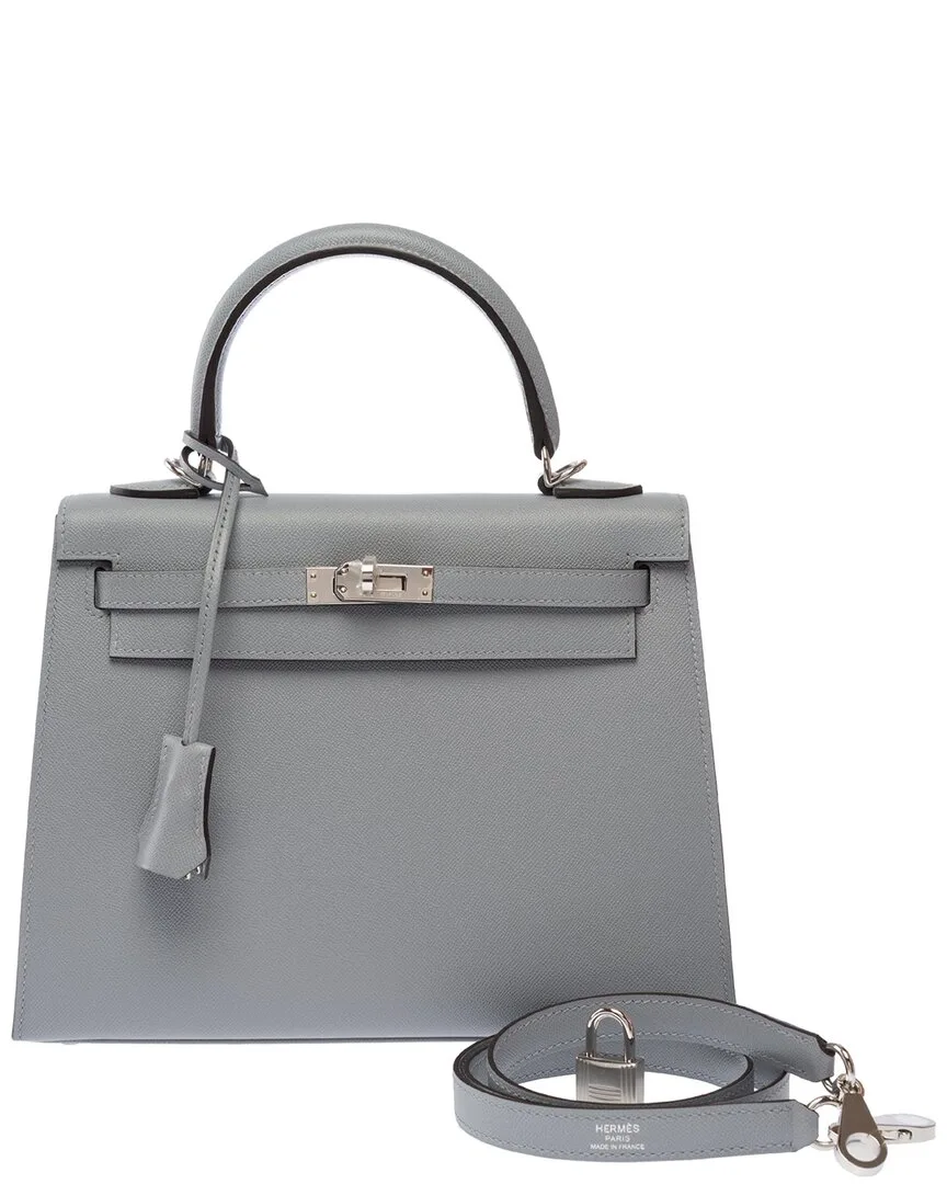 Grey Calfskin Leather Kelly 25 (authentic Pre-Loved) by Herms