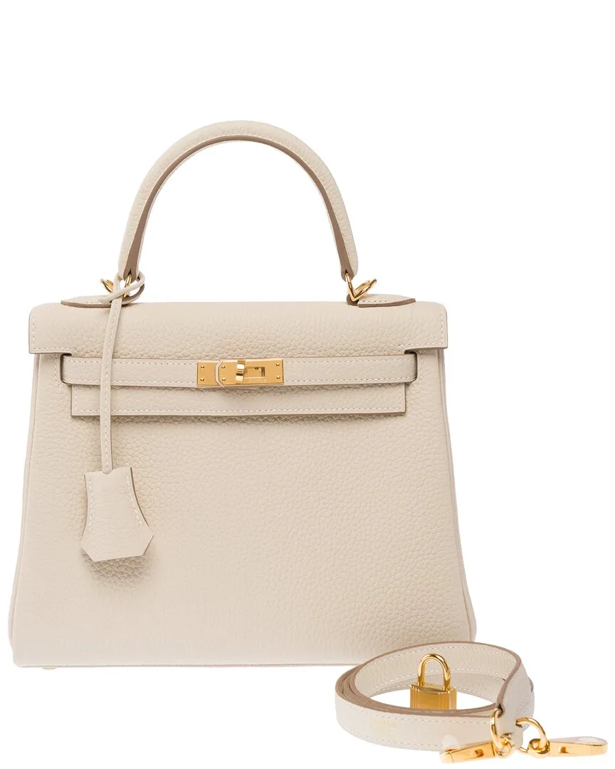 White Togo Leather Kelly 25 (authentic Pre-Loved) by Herms