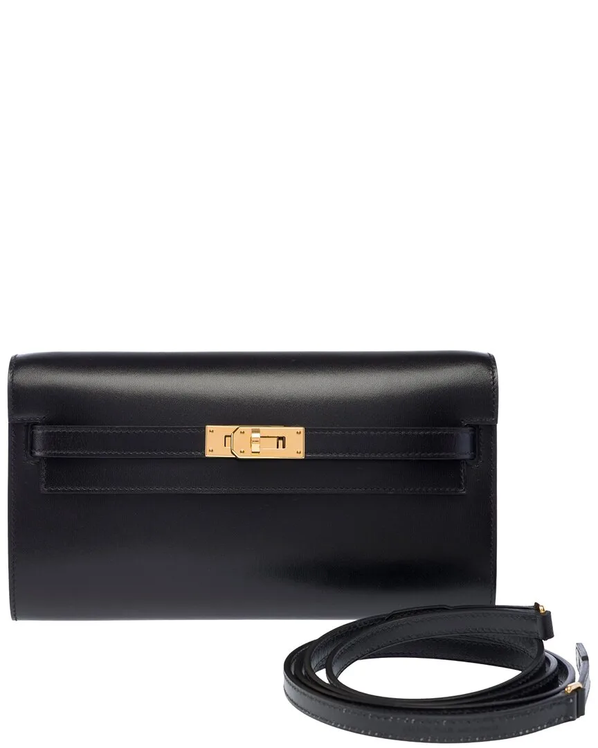Black Calfskin Leather Kelly to Go Shoulder Bag (authentic Pre-Loved) by Herms