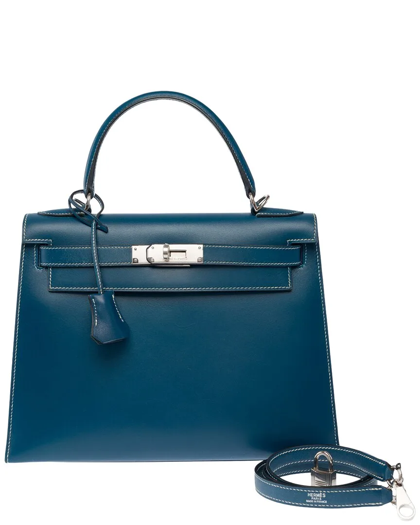 Blue Calfskin Leather Kelly 28 (authentic Pre-Loved) by Herms