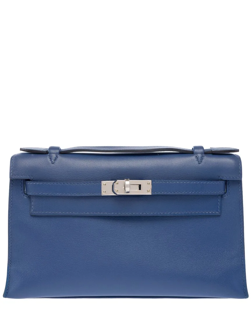Blue Calfskin Leather Kelly Mini (authentic Pre-Loved) by Herms
