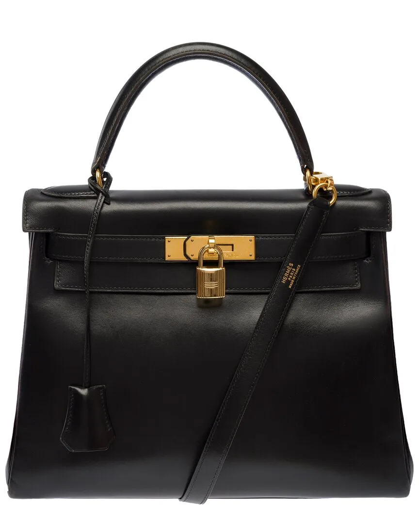 Black Leather Kelly 28 (authentic Pre-Loved) by Herms