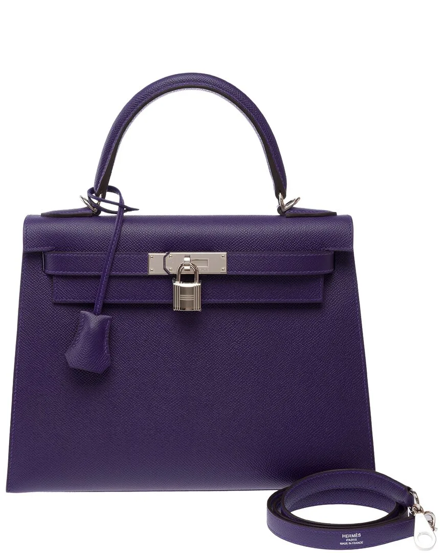 Purple Epsom Leather Kelly 28 Shoulder Bag (authentic Pre-Loved) by Herms