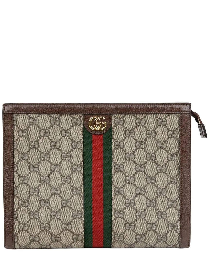 Grey Coated Canvas Ophidia Pouch (authentic Pre-Loved) by Gucci