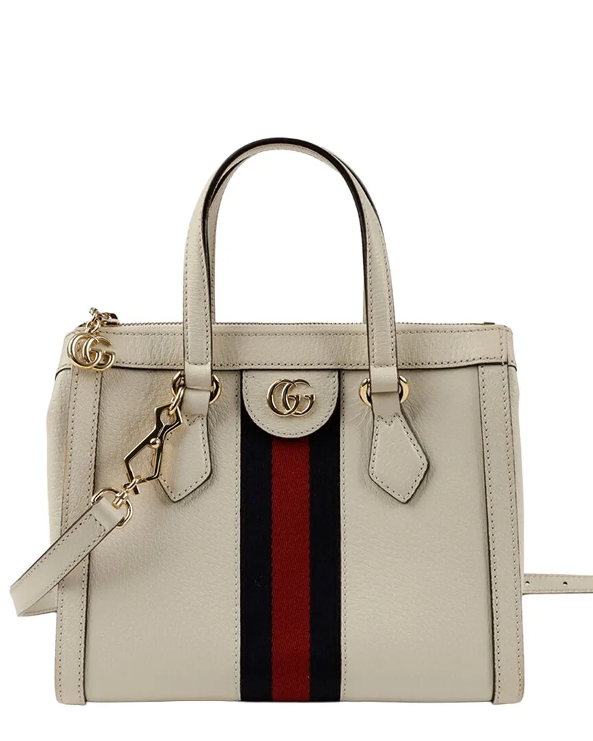 White Calfskin Ophidia Small Tote Shoulder Bag (authentic Pre-Loved)