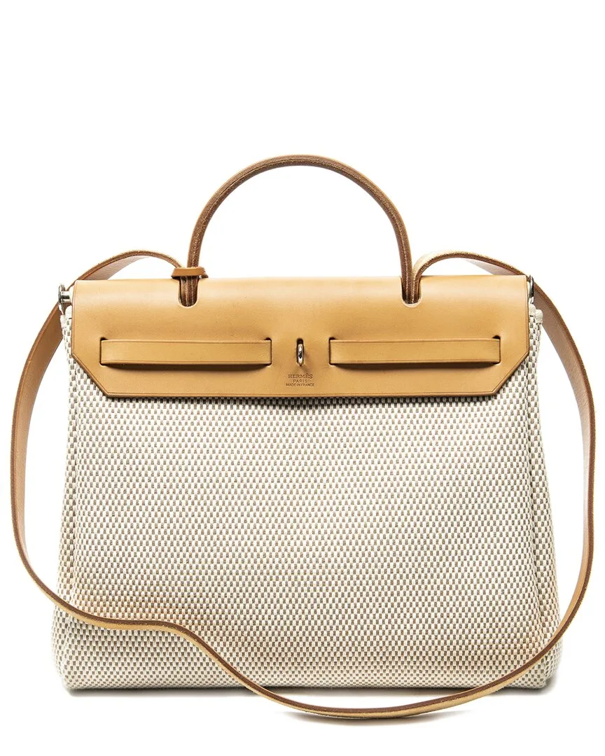 Beige & Tan Toile Gm Canvas Herbag 2 in 1 (authentic Pre-Loved) by Herms