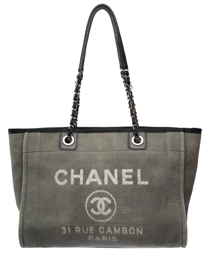 Grey Canvas Deauville Tote (authentic Pre-Loved) by CHANEL
