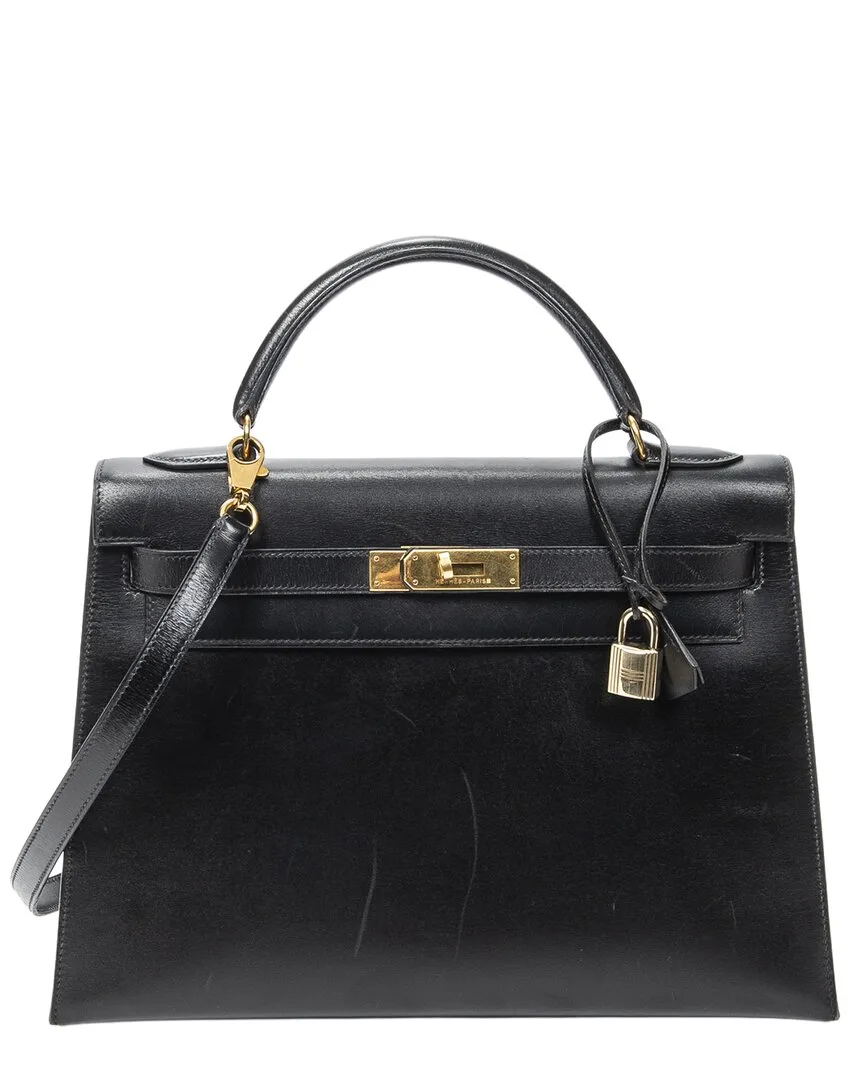 Black Box Leather Kelly Sellier (authentic Pre-Loved) by Herms