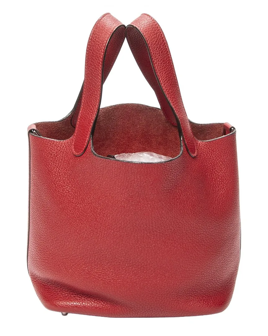 Rouge Pivoine Clemence Leather Picotin (authentic Pre-Loved) by Herms