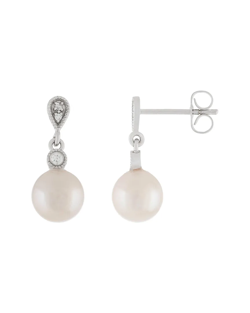 14K 0.06 ct. tw. Diamond 7-7.5Mm Akoya Pearl Earrings by Splendid