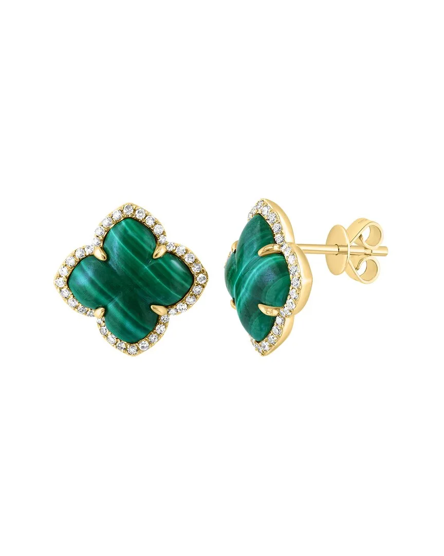 14K 5.77 ct. tw. Diamond & Malachite Earrings by Effy Fine Jewelry
