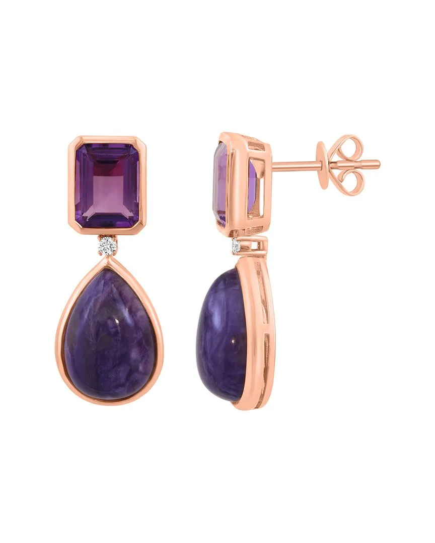 14K Rose Gold 9.84 ct. tw. Diamond & Gemstone Earrings by Effy Fine Jewelry