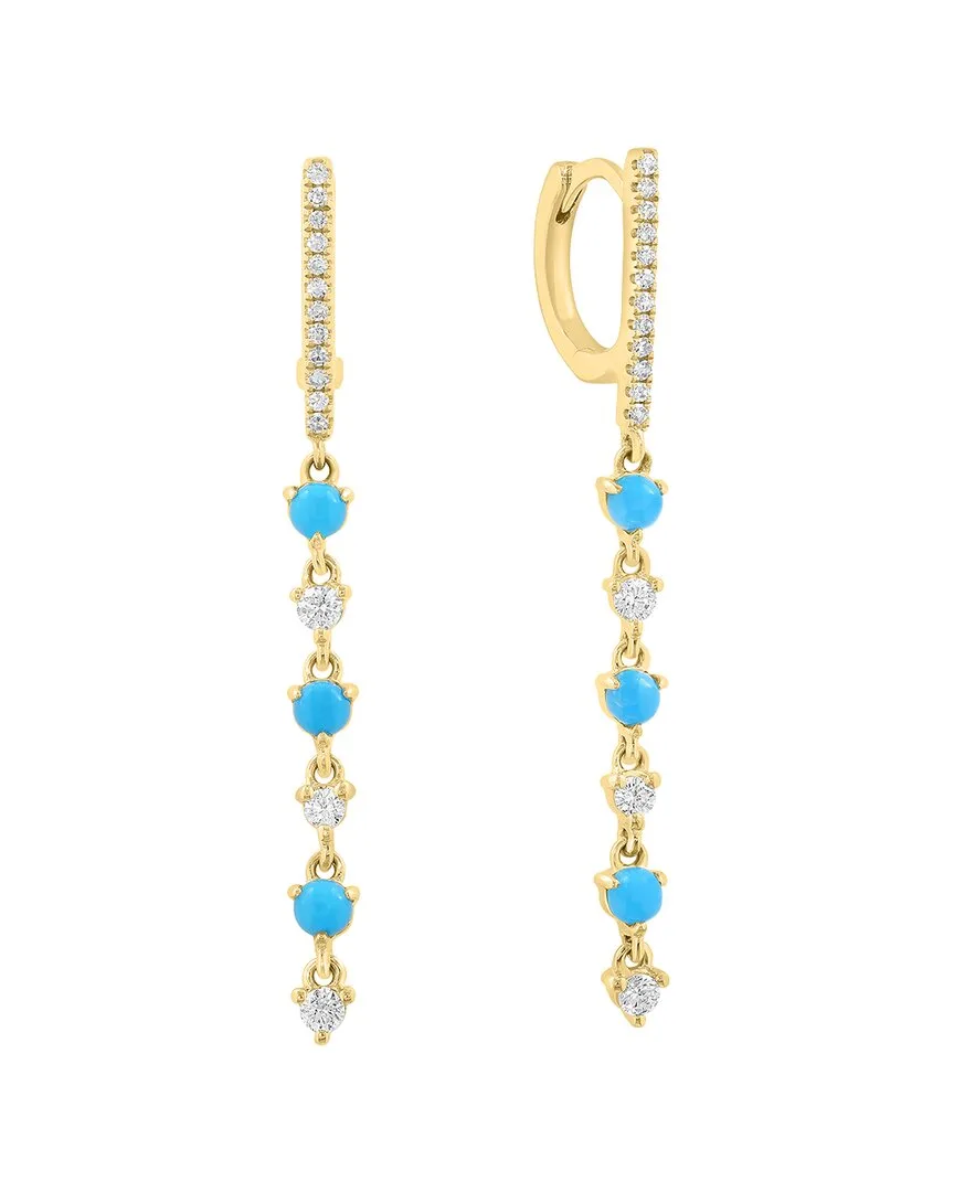 14K 0.59 ct. tw. Diamond & Turquoise Earrings