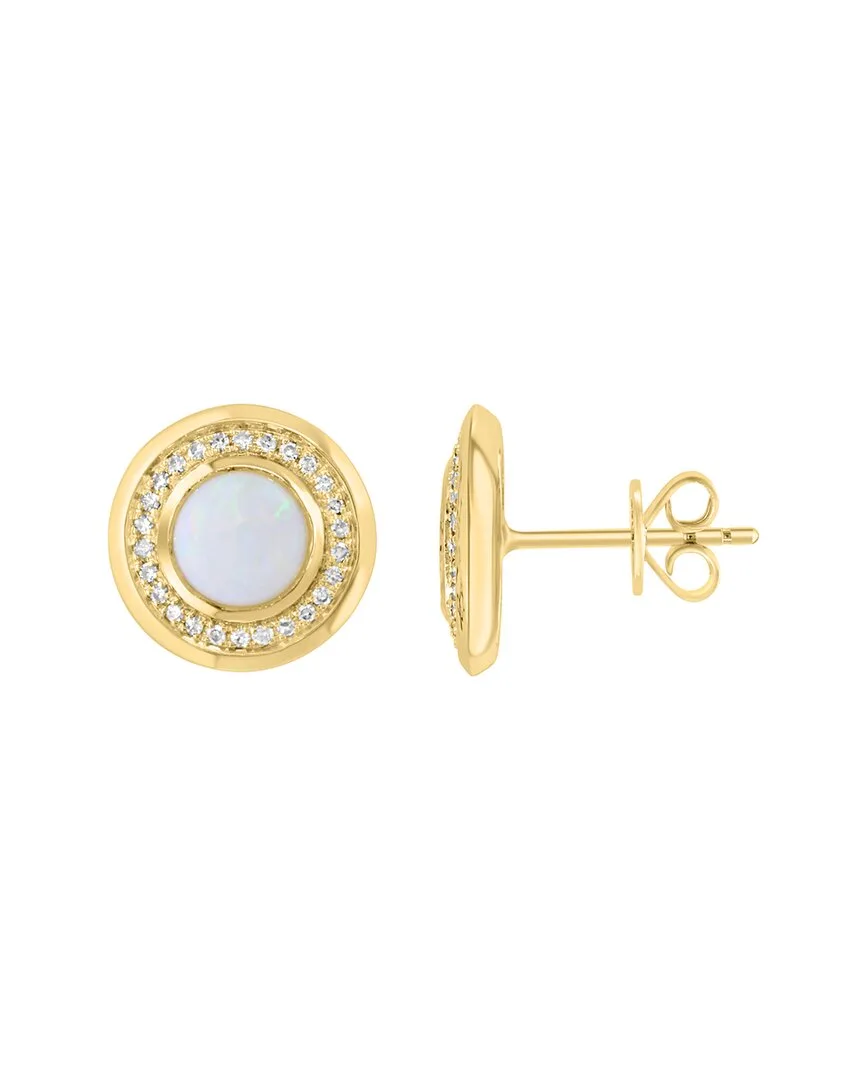 14K 1.25 ct. tw. Diamond & Opal Earrings by Effy Fine Jewelry