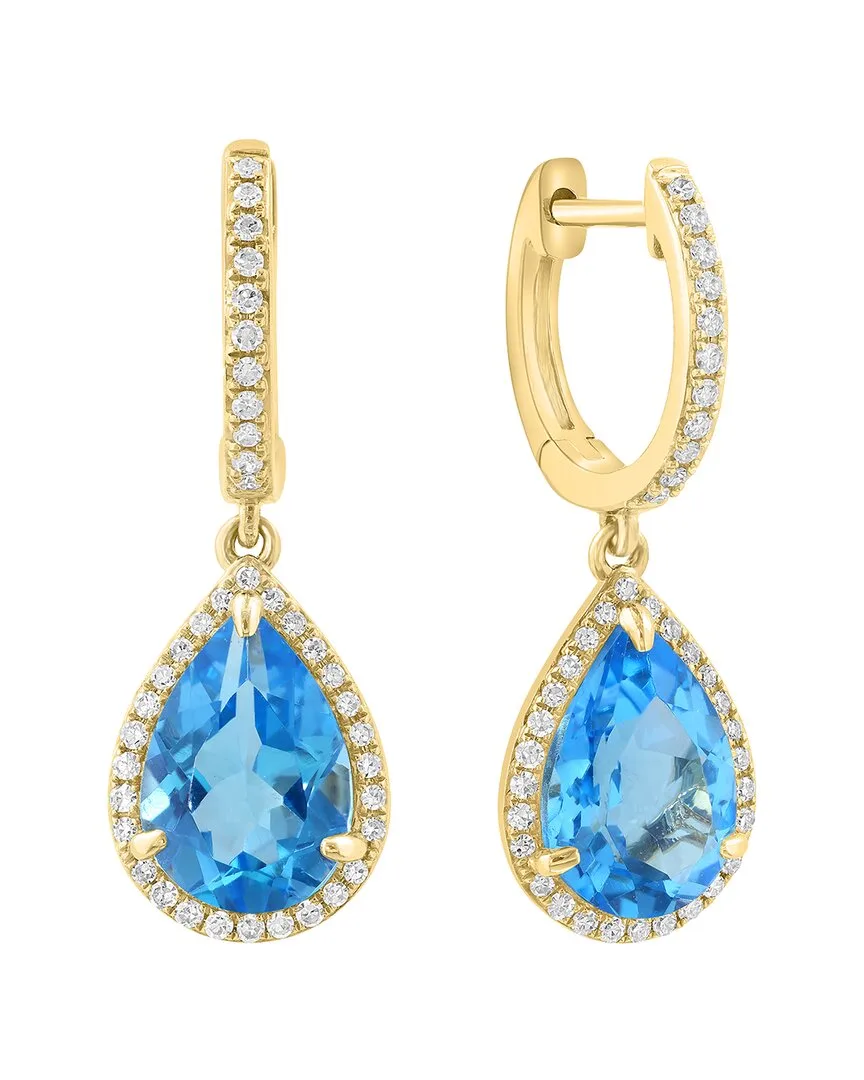 14K 4.75 ct. tw. Diamond & Blue Topaz Earrings by Effy Fine Jewelry