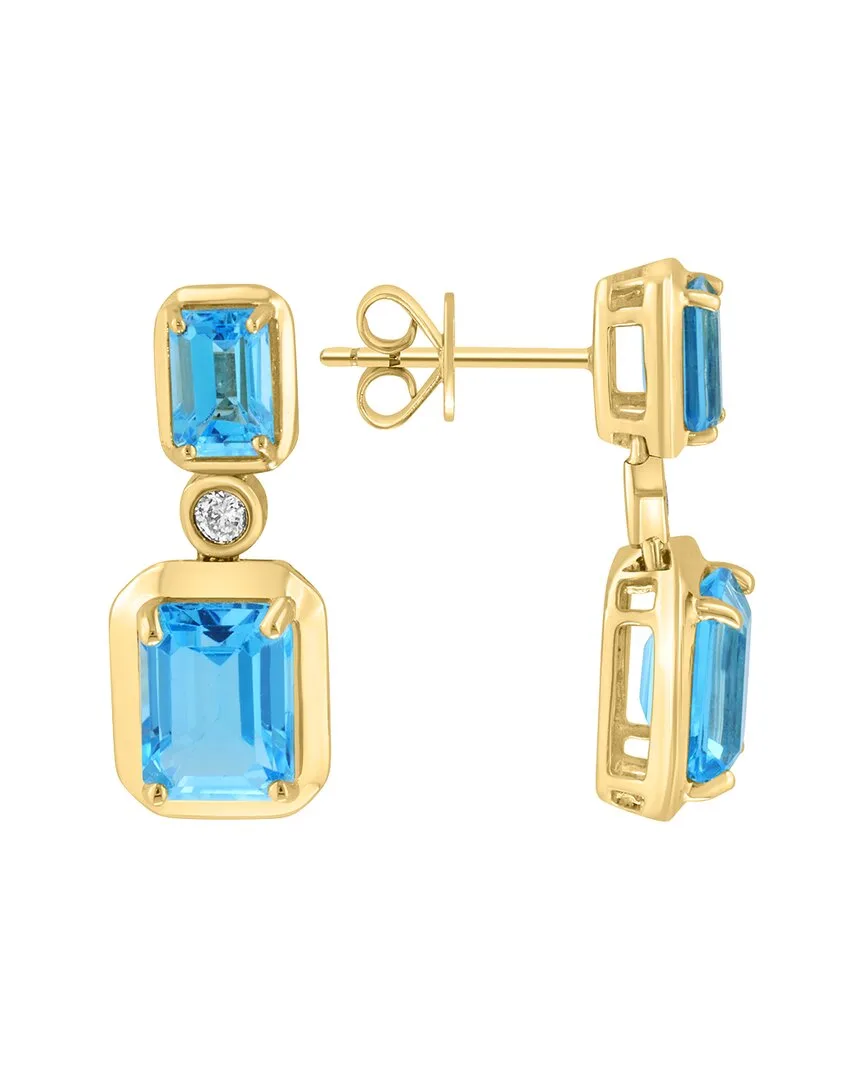 14K 5.09 ct. tw. Diamond & Blue Topaz Earrings