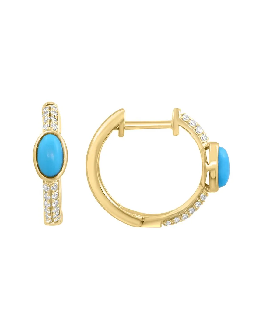 14K 0.56 ct. tw. Diamond & Turquoise Earrings by Effy Fine Jewelry