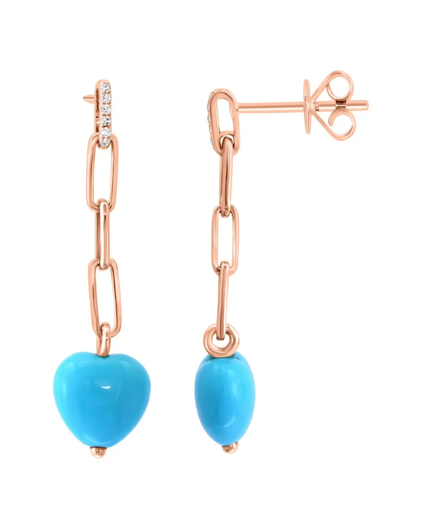 14K 4.04 ct. tw. Diamond & Turquoise Earrings by Effy Fine Jewelry