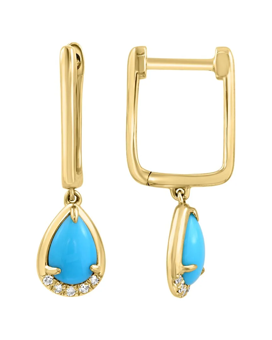 14K 0.48 ct. tw. Diamond & Turquoise Earrings