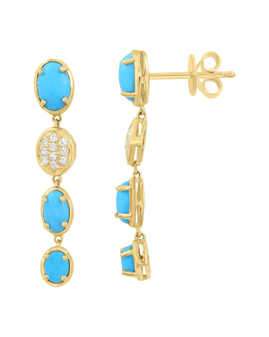14K 1.60 ct. tw. Diamond & Turquoise Earrings