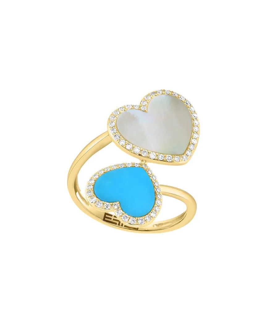 14K 0.96 ct. tw. Diamond & Turquoise & 12X10.5Mm Pearl Ring by Effy Fine Jewelry