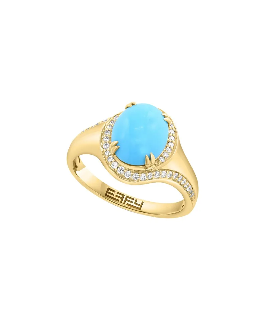 14K 2.30 ct. tw. Diamond & Turquoise Ring by Effy Fine Jewelry