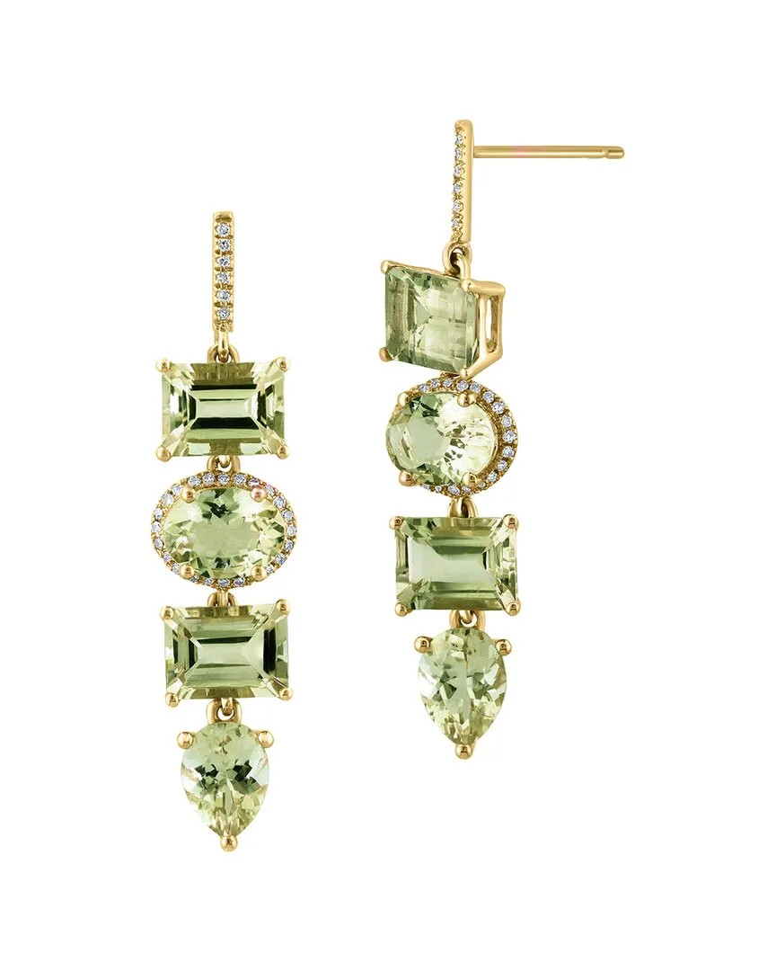 14K 10.47 ct. tw. Diamond & Green Amethyst Earrings