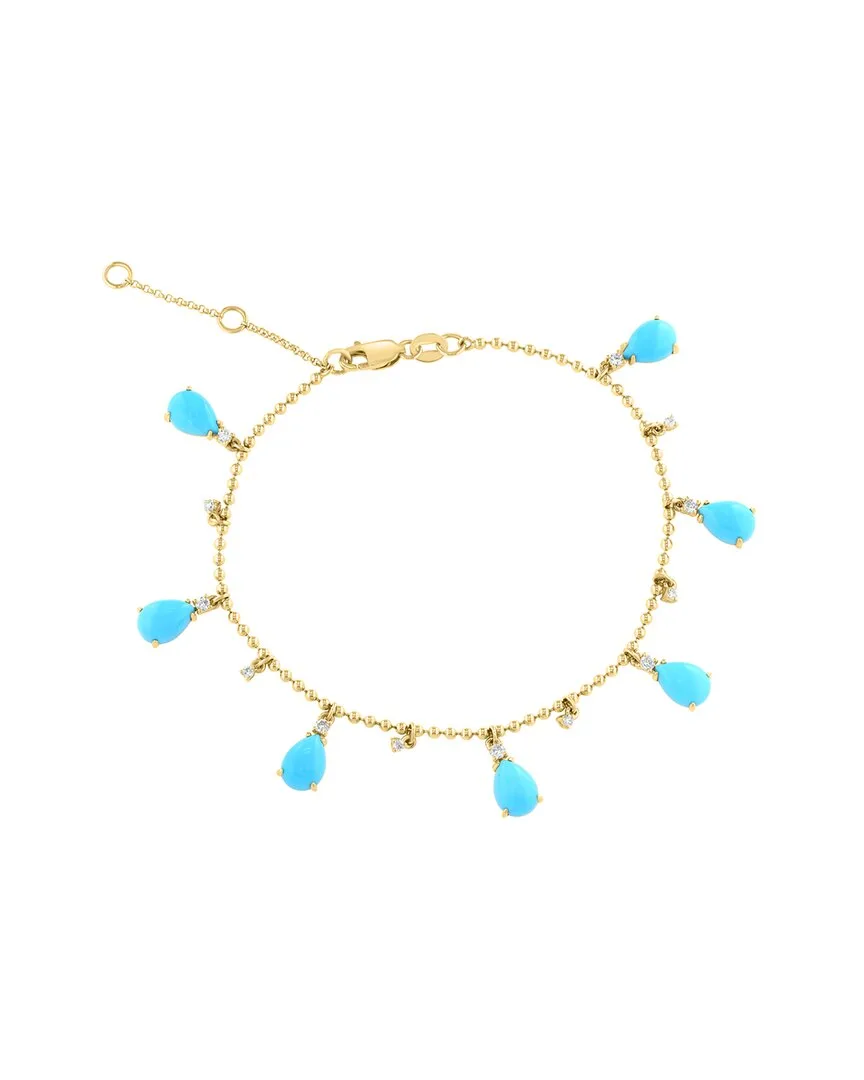 14K 3.51 ct. tw. Diamond & Turquoise Bracelet by Effy Fine Jewelry