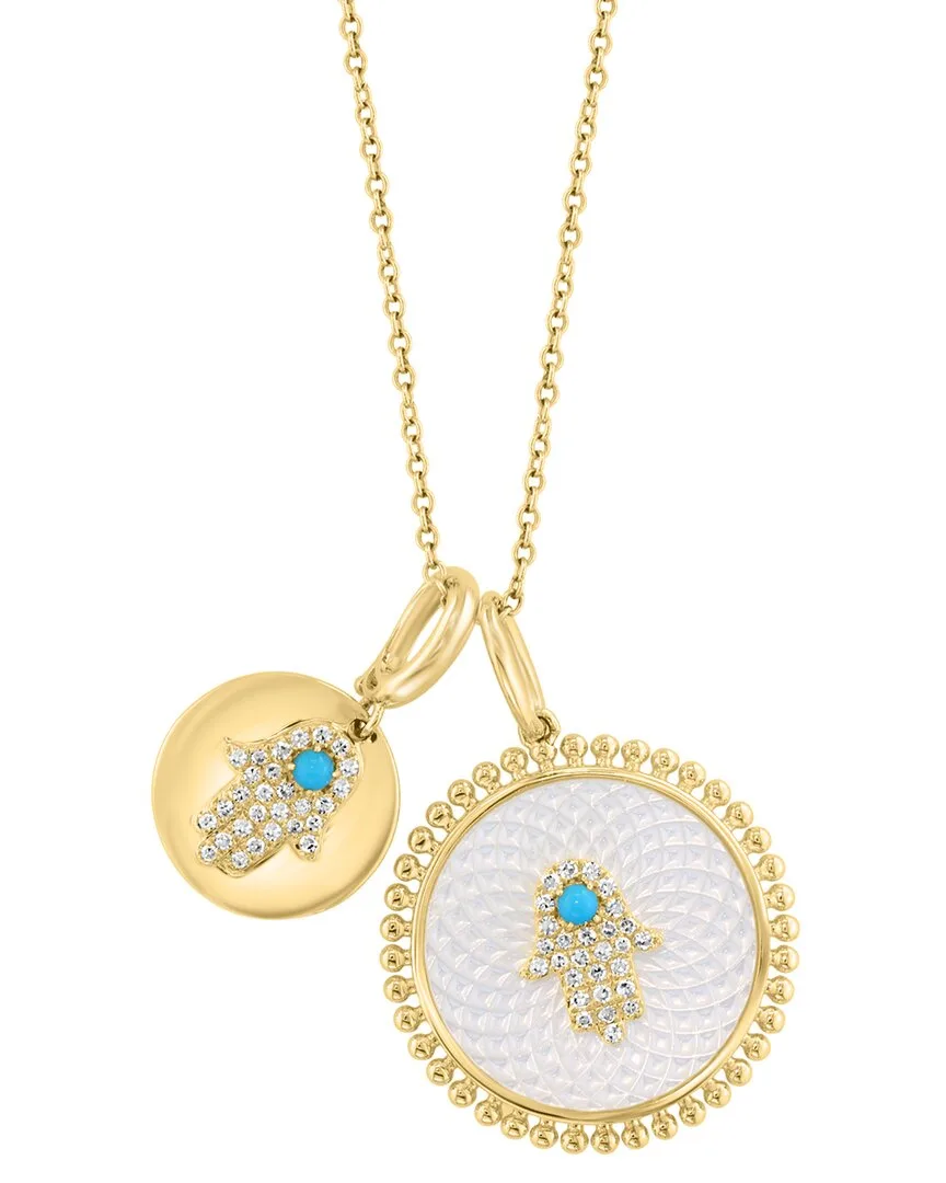 14K 1.00 ct. tw. Diamond & Tourmaline & 16Mm Pearl Necklace by Effy Fine Jewelry