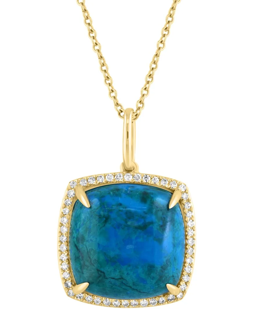 14K 11.49 ct. tw. Diamond & Chrysocolla Necklace by Effy Fine Jewelry