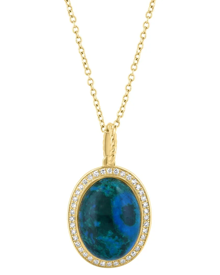 14K 9.49 ct. tw. Diamond & Chrysocolla Necklace by Effy Fine Jewelry