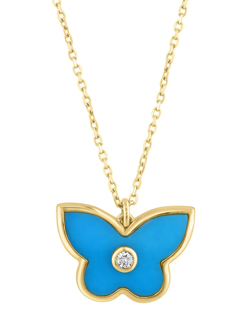 14K 0.84 ct. tw. Diamond & Turquoise Necklace by Effy Fine Jewelry