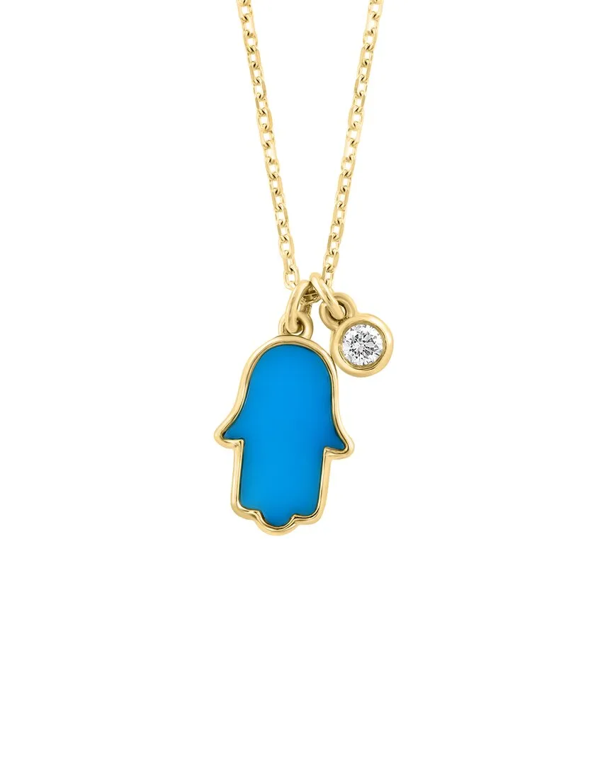 14K 0.59 ct. tw. Diamond & Turquoise Necklace by Effy Fine Jewelry