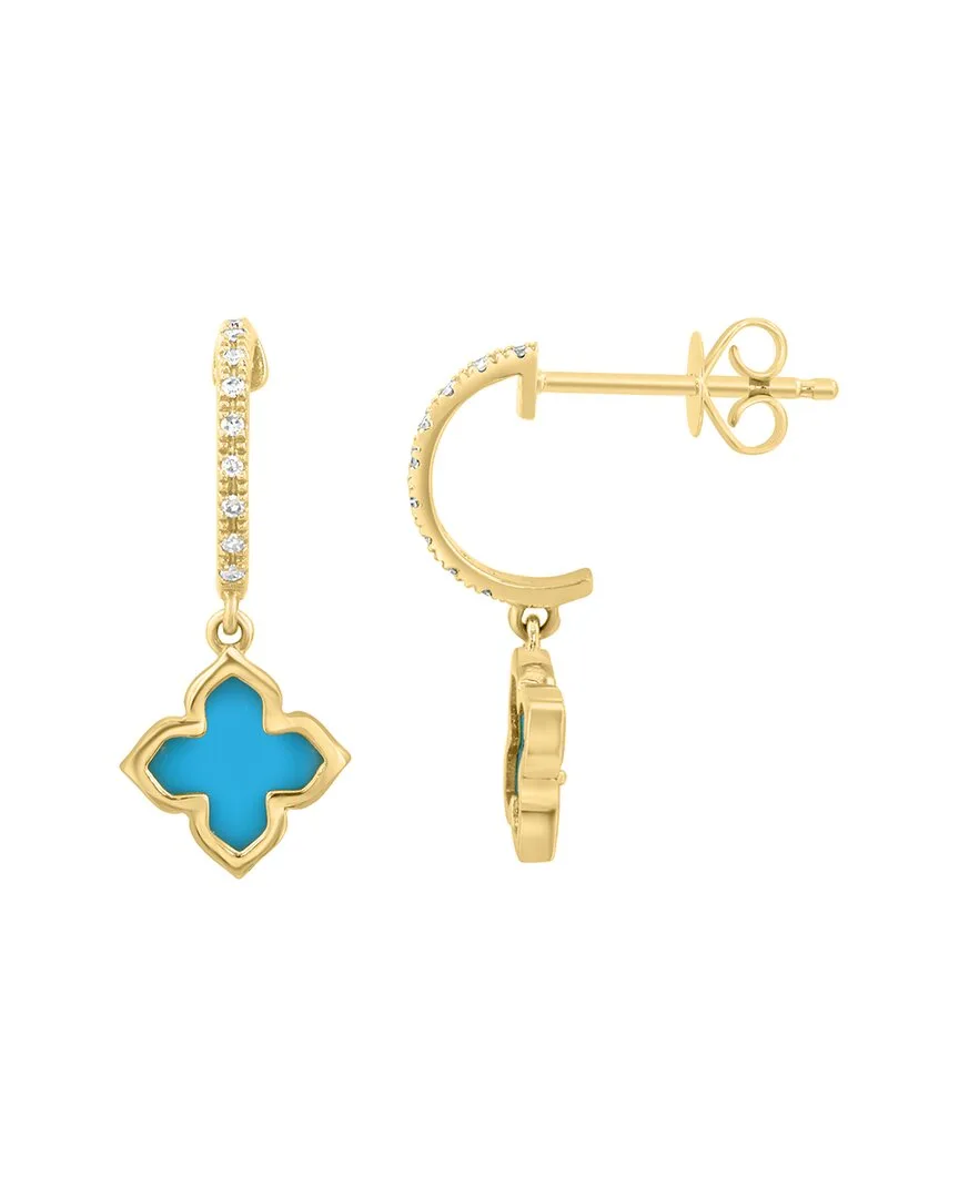 14K 0.45 ct. tw. Diamond & Turquoise Earrings by Effy Fine Jewelry