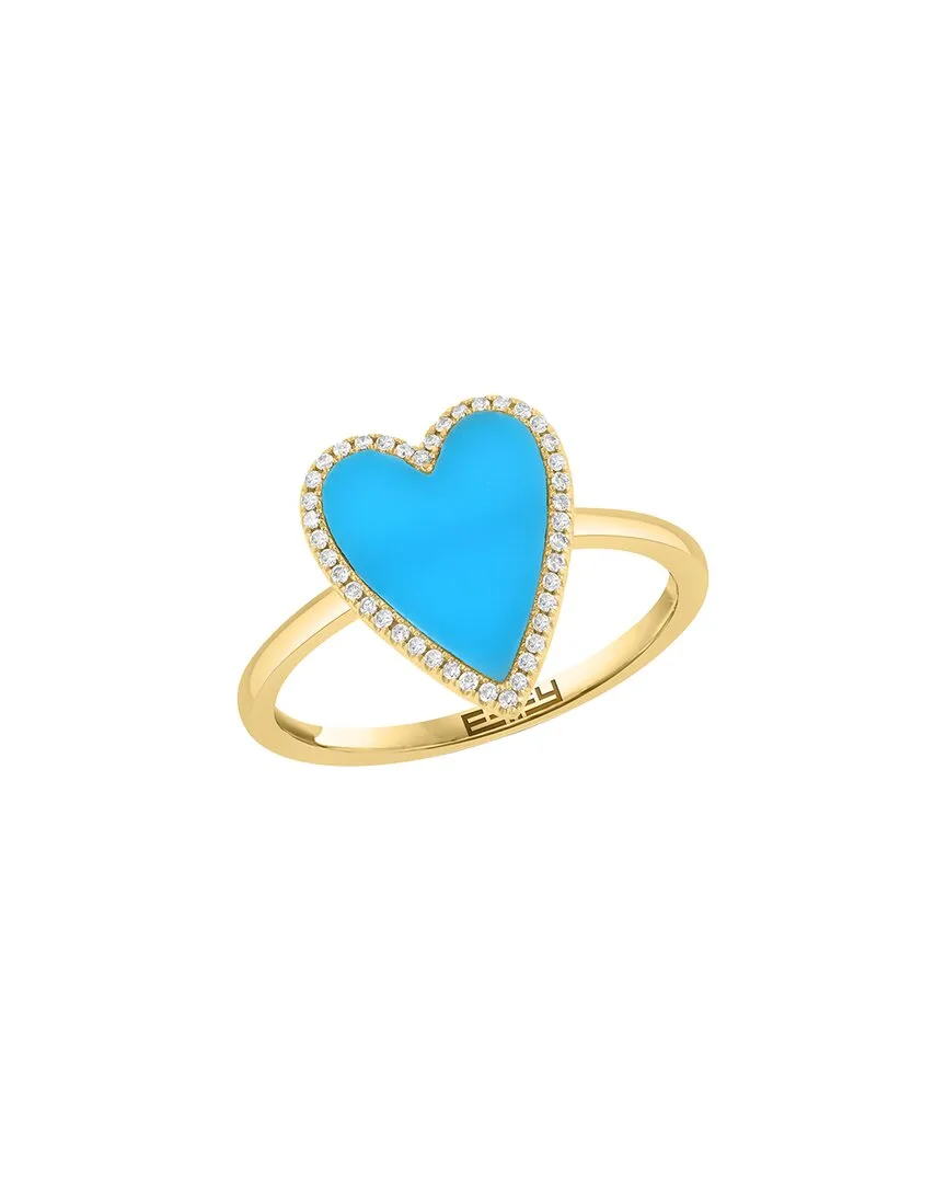 14K 0.15 ct. tw. Diamond & Turquoise Ring by Effy Fine Jewelry