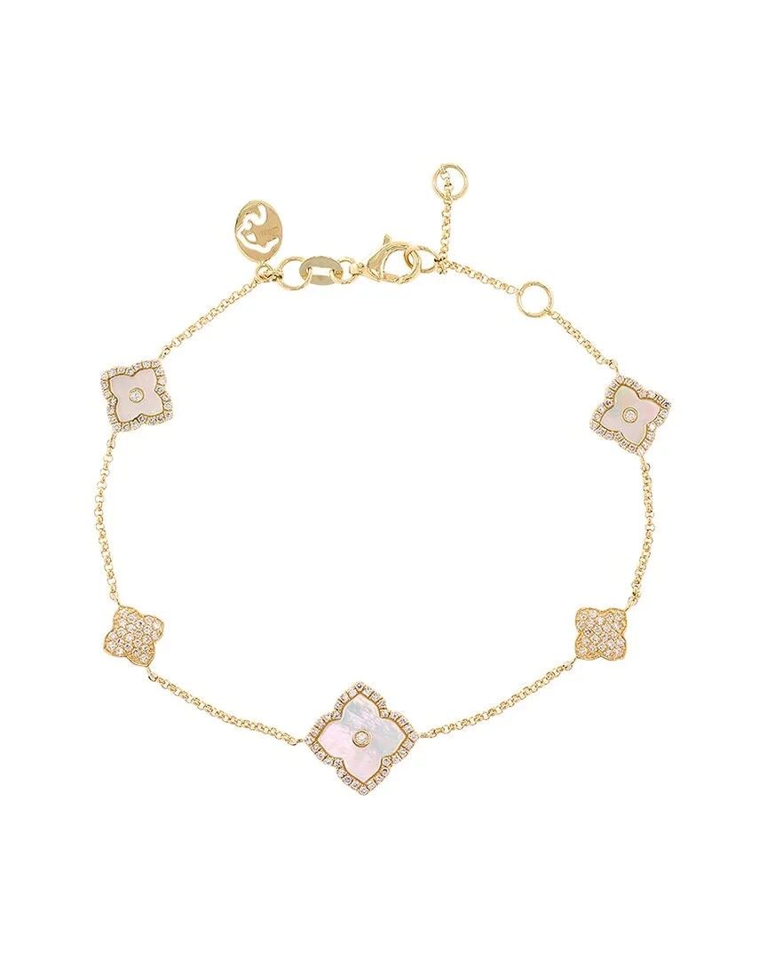 14K 0.38 ct. tw. Diamond & 6,9Mm Pearl Bracelet by Effy Fine Jewelry