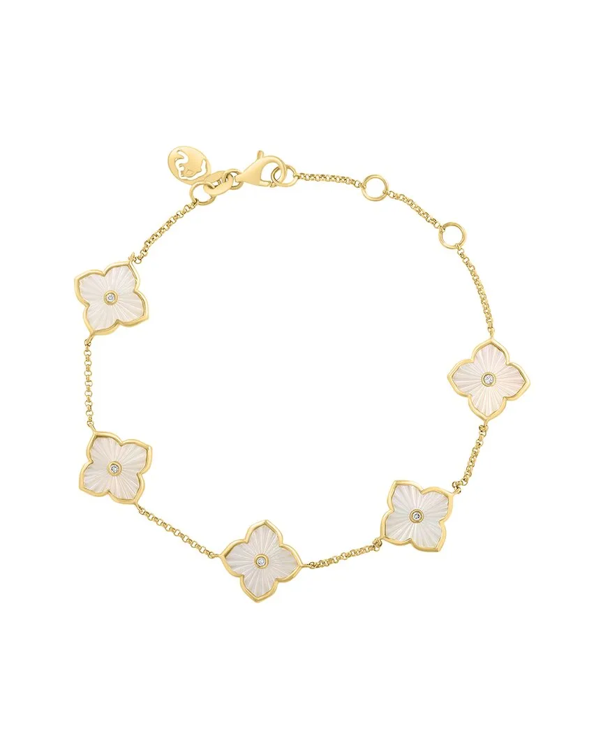 14K 0.04 ct. tw. Diamond & 10.4Mm Pearl Bracelet by Effy Fine Jewelry