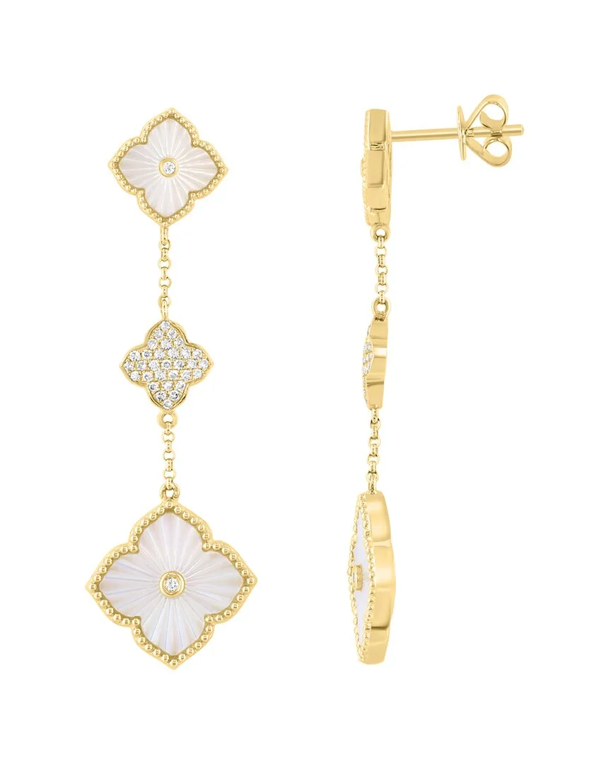 14K 0.21 ct. tw. Diamond & 11.6,8Mm Pearl Earrings by Effy Fine Jewelry