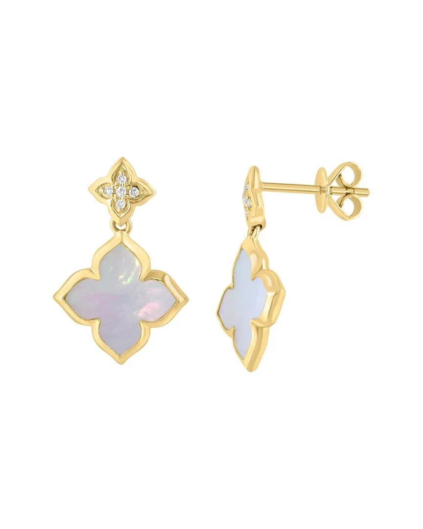 14K 0.04 ct. tw. Diamond & 11Mm Pearl Earrings by Effy Fine Jewelry