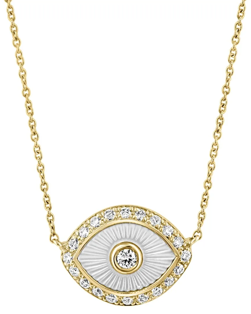 14K 0.20 ct. tw. Diamond & 9.5X6.8Mm Pearl Necklace by Effy Fine Jewelry