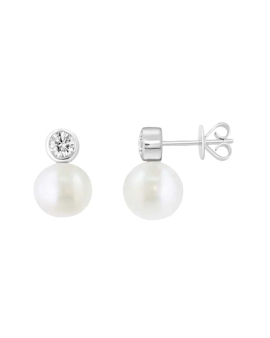 14K 0.58 ct. tw. Lab-Grown Diamond & 9Mm Pearl Earrings by Effy Fine Jewelry