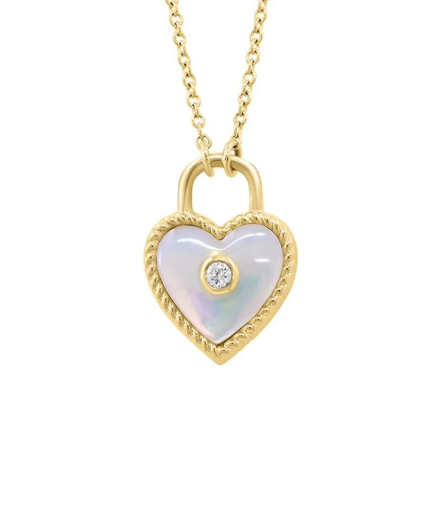 14K 0.03 ct. tw. Diamond & 7X5mm Pearl Necklace by Effy Fine Jewelry