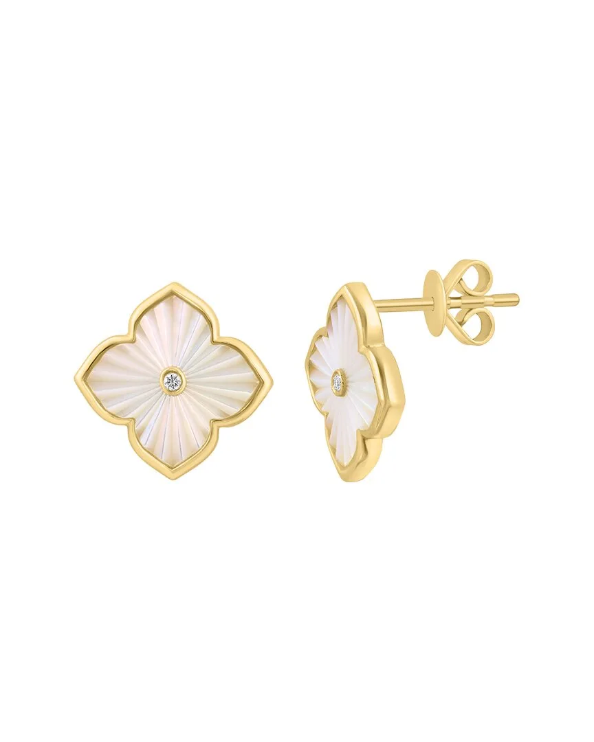 14K 0.01 ct. tw. Diamond & 12Mm Pearl Earrings by Effy Fine Jewelry