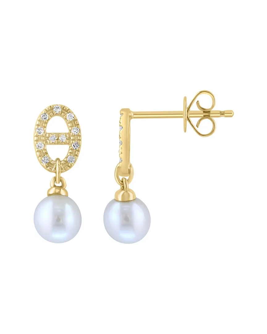 14K 0.06 ct. tw. Diamond & 5Mm Pearl Earrings by Effy Fine Jewelry