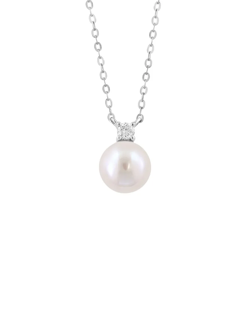 14K 0.06 ct. tw. Diamond & 7Mm Pearl Necklace by Effy Fine Jewelry