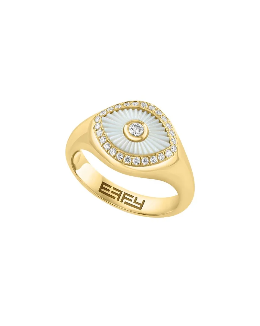14K 0.14 ct. tw. Diamond & 9.5X6.8Mm Pearl Ring by Effy Fine Jewelry