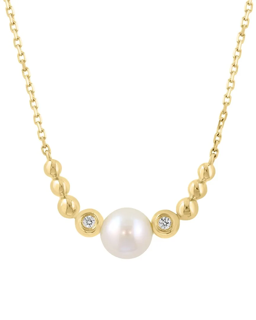 14K 0.07 ct. tw. Diamond & 7Mm Pearl Necklace by Effy Fine Jewelry
