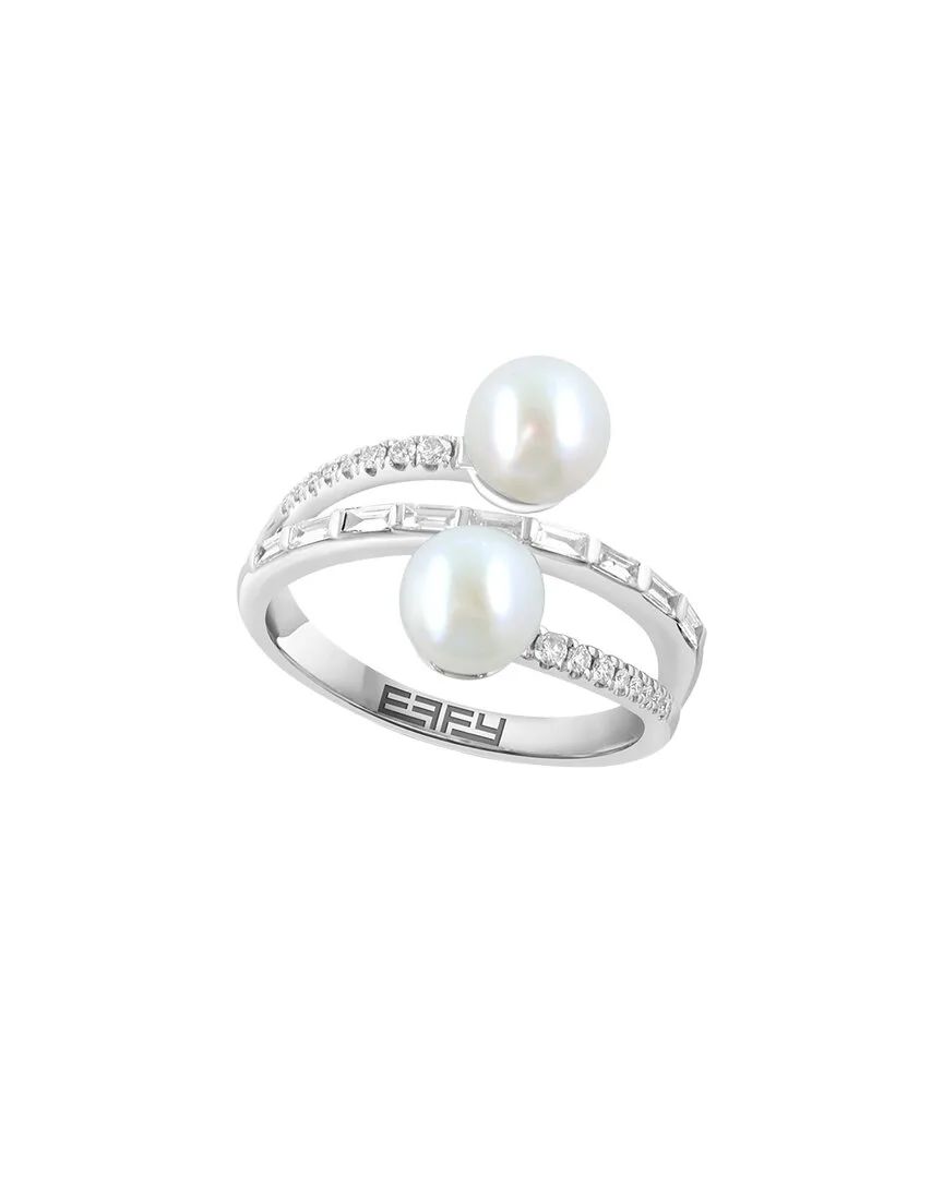 14K 0.29 ct. tw. Diamond & 6Mm Pearl Ring by Effy Fine Jewelry