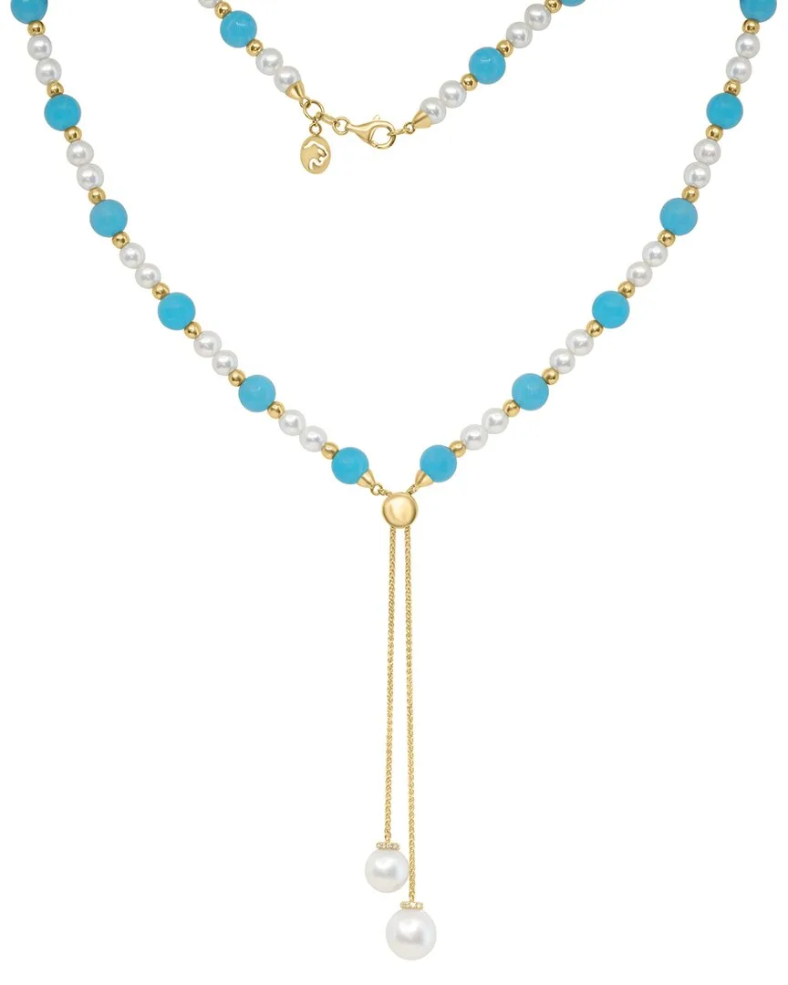 14K 27.96 ct. tw. Diamond & Amazonite & 4.5,7.5,8.5Mm Pearl Necklace by Effy Fine Jewelry